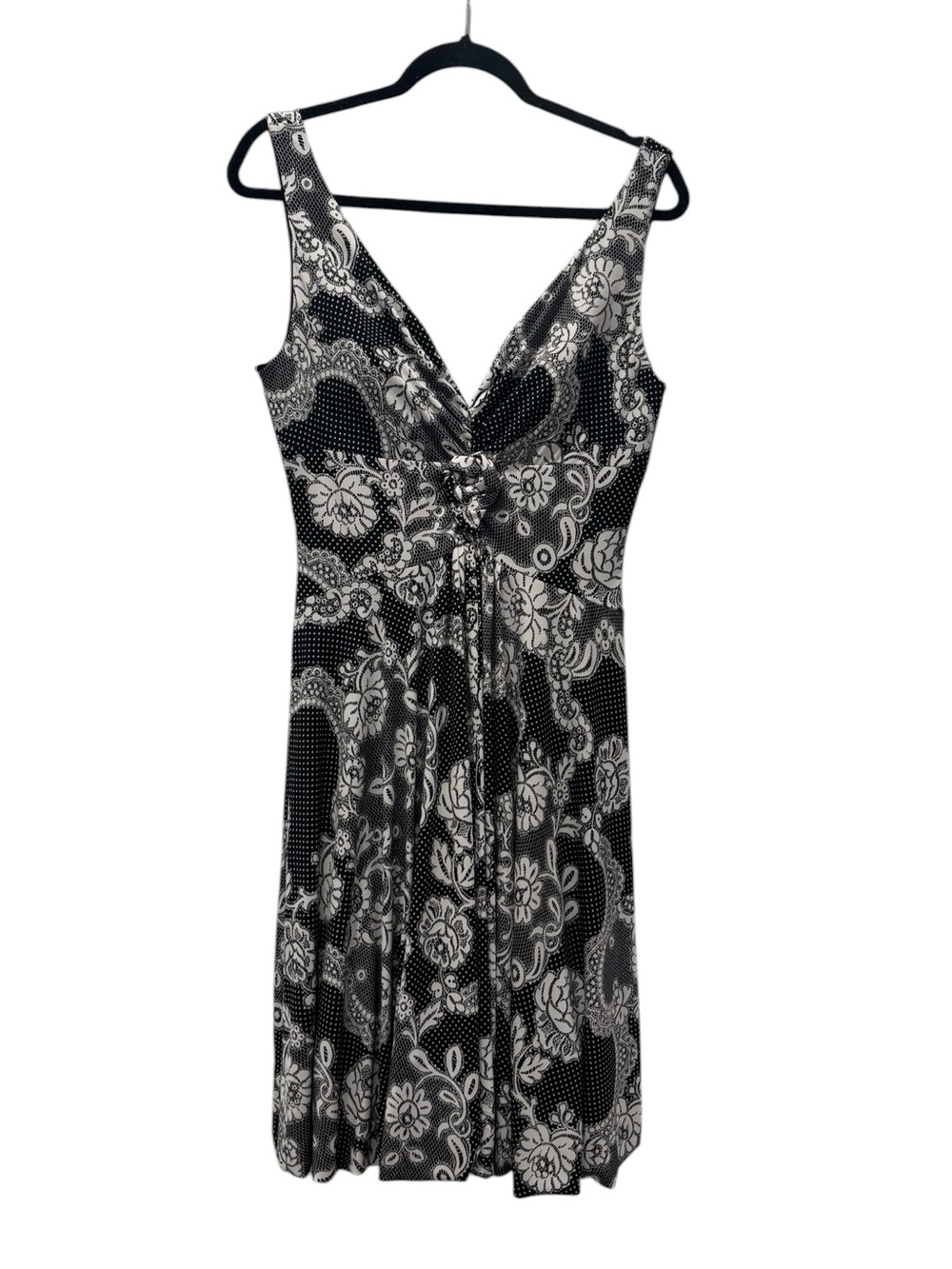 NWT Joseph Ribkoff Black & White Floral V-Neck Midi Dress